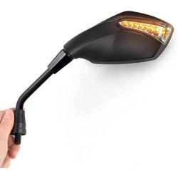 KiWAV Magazi Fist Black Motorcycle Mirrors with Oi Flash Controller 16 Flash Mode compatible for Scooter