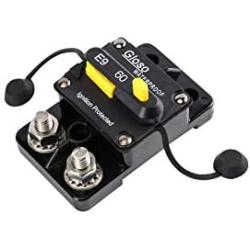 GLOSO E9C 60A Waterproof Auto Rese Breaker For Car Truck RV Automotive Marine Boat Trolling motor & Custom Wiring Audio battery protection Side by Side Stud IP67 Hi-Amp Circuit Breaker (60A)