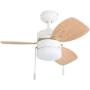 Honeywell Ceiling Fans 50600-01 Ocean Breeze Contemporary, 30” LED Frosted Light, Light Oak/Satin Nickel Finish Blades, White