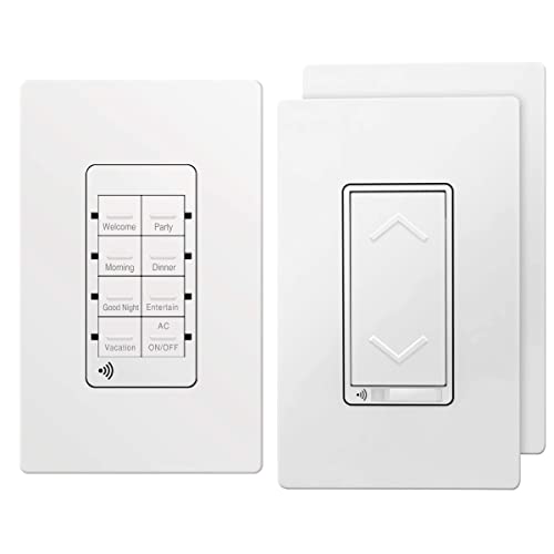 TOPGREENER Smart Dimmer Switch 2 Pack with Wi-Fi Scene Controller, 8-Button Programmable Home Automation, Neutral Wire Required, 2.4GHz Network, UL Listed