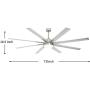 72 Inch Damp Rated Industrial DC Motor Ceiling Fan with LED Light, ETL Listed Indoor Ceiling Fans for Kitchen Bedroom Living Room Basement, 6-Speed Remote Control