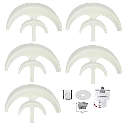 FTVOGUE 1200W Wind Turbine Kit 5 Blade Generator With Controller AC Motor Solar System White Lantern Type Double‑Layer ​for Cabins Camping Charging Boat[12V],Dynamo