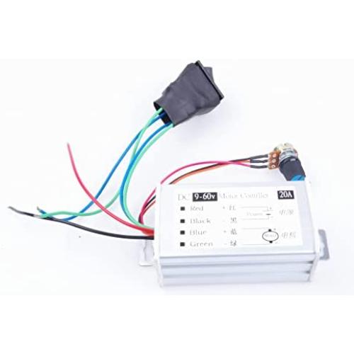 KNACRO DC Motor Speed Controller Motor Driver Controls Module DC 9V-60V 12V 24V 36V 48V 60V Motor Pulse Width Modulator Regulator 20A 1200W PWM Monitor Dimmer Governor with Switch & Knob