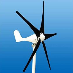 HYTC Wind Power 400W 12V Wind Turbine Blade Material Nylon Fiber 5 Blades with Charge Controller Wind Energy Motor-Black 12v