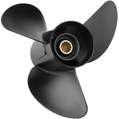 FYMP 10.25 x 14/15/16-G Polished/Black Stainless Steel Boat Outboard Propeller for Yamaha Engines 40-60,13 Spline Tooth,Rh,Same Style as Original ybs Prop;Fit Havoc Duck Boat,Duck Hunting or Fishing