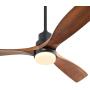 Sofucor 52 Inch Outdoor Ceiling Fan with Lights and Remote, 3 Solid Wood Walnut Blades, Noiseless Reversible Motor, Matte Black