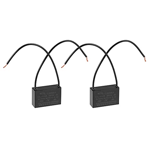 uxcell Ceiling Fan Capacitor CBB61 2.4uF 250V AC 2 Wires Metallized Polypropylene Film Capacitor 37x24x13mm for Electric Fan Pump Motor Generator 2Pcs