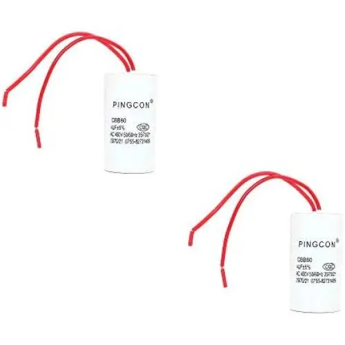 DollaTek 2Pcs AC 450V 4UF CBB60 2-Wire Lead Cylinder Motor Run Capacitor