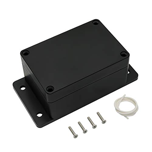 LMioEtool Junction Box Waterproof Dustproof IP65 ABS Plastic Universal Electric Project Enclosure Black with Fixed Ear 3.93