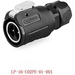 Aviation Connector M16 Plastic Male Plug + Metal Circular Female Socket Φ16mm Outdoor Waterproof IP67 Connectors with Cap Panel Mount 2 Pin Gold Plated for Industrial Device Power Signal