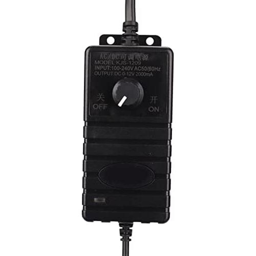 Zunate Universal Power Adapter, 24W 2A 3‑12V Adjustable Voltage Speed Regulation Switching Replacement Power Supply for LCD, LED Light Bar, Motor(Black)
