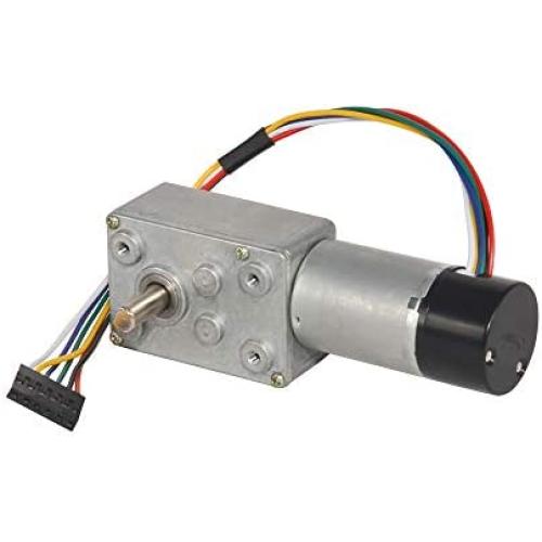DC Turbo Worm Metal Gear Motor with 48CPR Hall Sensor Encoder 12V Low Speed 9RPM for Arduino Robot Control