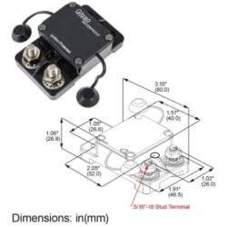 GLOSO E9A Waterproof Breaker Auto Reset For Car Truck RV Automotive Marine Boat Trolling motor & Custom Wiring Audio battery protection (T1) Side by Side Stud IP67 Hi-Amp Circuit Breaker (70A)