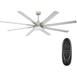 72 Inch Damp Rated Industrial DC Motor Ceiling Fan with LED Light, ETL Listed Indoor Ceiling Fans for Kitchen Bedroom Living Room Basement, 6-Speed Remote Control