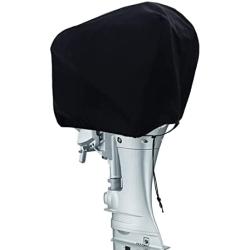 Boat Motor Cover 600D Waterproof Outboard Motor Cover, Boat Engine Cover Universal Size Fits UP-20HP Black 6