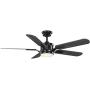 Claret Collection 5-Blade Reversible Distressed Ebony/Grey Weathered Wood 54-Inch DC Motor LED Transitional Ceiling Fan