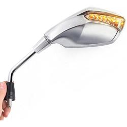 KiWAV Magazi Fist Chrome Motorcycle Mirrors with Oi Flash Controller 16 Flash Mode compatible for Scooter