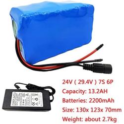 Jieoto 29.4V 7S 6P Ebike Li-Battery 24V 13.2Ah 15.6Ah 18Ah Customizable Li-ion Rechargeable Battery Pack with BMS and Charger Suitable for 500W-100W Electric Bike Motor