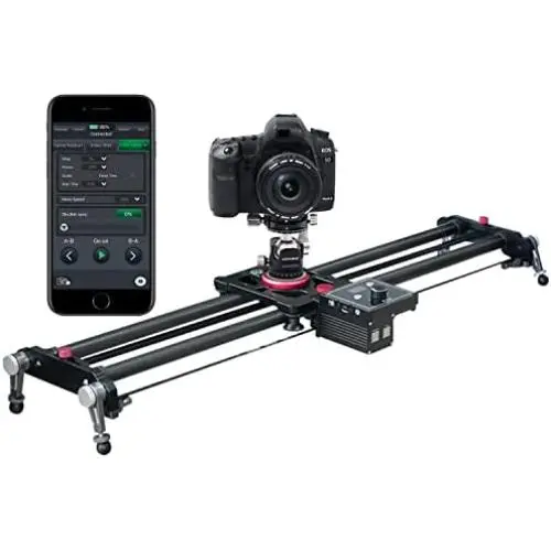 ASHANKS Camera Slider Motorized, APP Carbon Fiber Track Dolly Rail , Follow Focus & 120°Panoramic Shooting for Time-Lapse/Video Photography,Silent Motor, Compatible for Android/iOS,31.5in/80cm, A300S