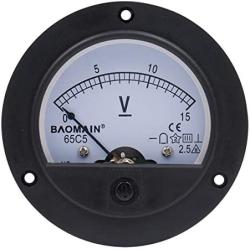 Baomain 65C5 Analogue Panel Meter Volt Voltage Gauge Analog Voltmeter DC 0-15 V