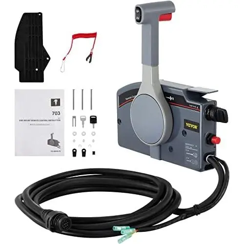 Mophorn Outboard Remote Control Box Side Mount Outboard Motor Fits for 703 Yamaha Outboards Push Throttle 10 Pin Cable 19.6 Feet Harness OEM 703-48205-16-00