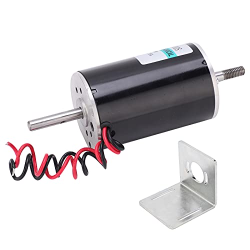 High‑Speed DC Motor, 80W 24V CW/CCW Permanent Magnet DC Motor Double Output Shaft Speed Regulation Motor(with Bracket)