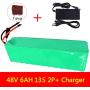 Wnicek 48V 6000mAh Ebike Lithium-ion Battery 13S 2P 6AH Battery Pack for 250W 350W 500W 750W 1000W Motor for Electric Scooter Electric Motorcycles Electric Tricycles with Charger