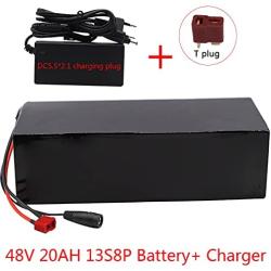 Wnicek 48V E-Bike Lithium Battery Pack, 20000mAh 13S 8P Battery for Motor Within 1200W for Electric Tricycles Cross Country Bikes Electric Motorcycles with 50A BMS and Charger