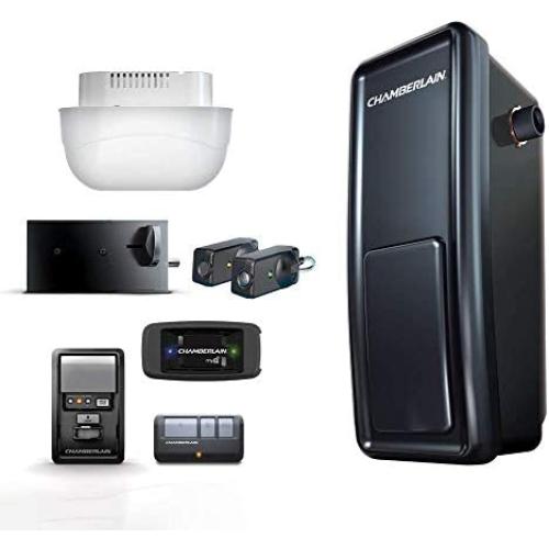Chamberlain Smart Garage Door Opener - Wall Mounted - myQ Smartphone Controlled - Ultra Quiet Space Saving Direct Drive, Model RJO20, Black