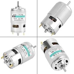 XD-775 DC Motor 12V, High Torque DC Motor High Speed 10000rpm Double Ball Bearing Motor, Low Noise Gear Motor for Small Lathe, Precision Machine Battery Car