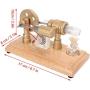 Omabeta Stirling Engine Motor Model, Multi Color LED Stainless Steel Rod Stirling Engine Motor Toy Thickened Glass Gold for Teaching Props