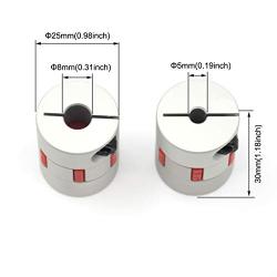 Zeberoxyz 2PCS 5mm to 8mm Aluminium Plum Flexible Shaft Coupling Diameter25mm Length30mm 5x8mm Motor Connector Flexible Coupler for 3D Printer CNC Machine and Servo Stepped Motor（5x8mm）