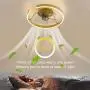 Ceiling Fan with Light and Remote Control, Modern Fan Light with 3 Invisible Fan Blades, Noiseless Reversible DC Motor for Bedroom/Living Room/Study/Kitchen/Porch (Gold)