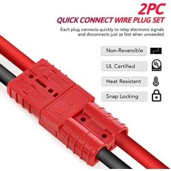 Orion Motor Tech Wire Connector 2 Pack, 50A Wire Harness Plug Kit for 6 to 12 Gauge Cables, 12V to 36V Battery Quick Connect Disconnect Set for Car Bike ATV Winches Lifts Motors More, Set of 2, Red