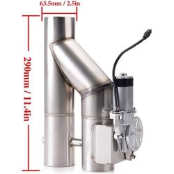 RJSPHH Stainless steel 2.5 inch Electric Exhaust Cutout Motor E-cut Valve Kit Dual Flaps Type , Y Pipe 1 pcs with One Controller Remote Kit
