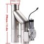 RJSPHH 2.5 Inch Electric Exhaust Cutout Motor E-cut Valve Kit Dual Flaps Type, Y Pipe 2 pcs with One Controller Remote Kit