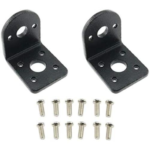 E-outstanding 2 Pcs DC Gear Motor Bracket Fixed Mounting Holder with 20 Round Head Screws Right Angle Gear Reduction Motor Holder L-Shape Fixed Seat, 25mm