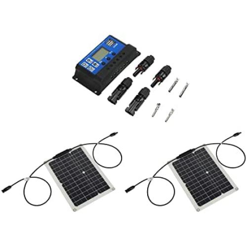 FTVOGUE 15W Waterproof Solar Panel Monocrystalline Solar Charging Board for Outdoor Car Motor Yacht[Solar panel +60A controller],Solar Panels