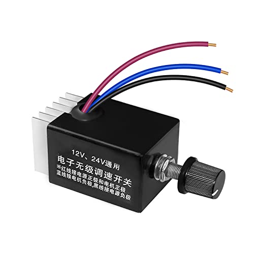 Tnuocke 12V/24V DC Motor Speed Controller Universal,Knob Screw Electronic Stepless Speed Regulator Switch,Adjustable Motor Speed, Automobile Fan HeaterControl, Defroster, Fans Speed Regulation Tnuocke 12V/24V DC Motor Speed Controller Universal,Knob Screw Electronic Stepless Speed Regulator Switch,Adjustable Motor Speed, Automobile Fan HeaterControl, Defroster, Fans Speed Regulation