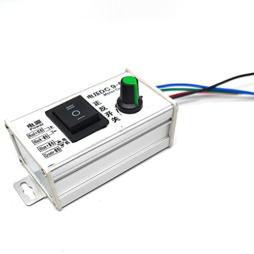 PWM DC Motor Speed Controller, Brush Motor Driver LED Light Control Module DC 9V-60V Motor Pulse Width Modulator Regulator 20A 1200W Forward and Reverse Control Switch and Speed Control Knob