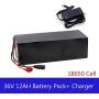 Wnicek 36V 12AH 10S 4P 18650 Lithium Battery Pack Waterproof PVC Lithium Battery Pack for 500W Motors Can be Used for E-Bike Scooters Electric Tools, etc.