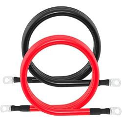 2 AWG Battery Cable 2AWG Gauge Battery Inverter Cables with 3/8 in Lugs Pure Copper Power Inverter Wire Set for Solar Marine Boat RV Car Motorcycle 2pcs (7FT)
