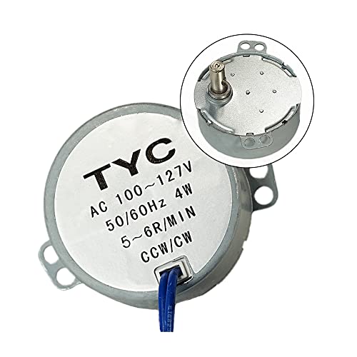 Synchronous Motor Synchron Electric Motor TYC-50 AC100~127V 50/60Hz Turntable Motor CW/CCW 4W with 7mm Shaft Dia for DIY, Cup Turner (5-6 RPM)