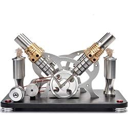 Sunnytech Hot Air Stirling Engine Motor Educational Electricity 4 Cylinders Generator Colorful LED M16-V4-D