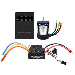 Hobby Fans 3650 4300KV Sensorless Brushless Motor with 60A ESC Electronic Speed Controller Programming Card Waterproof Motor ESC Combo 3.175mm Shaft for 1/10 RC Car Truck