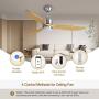 Ovlaim 52 Inch Smart Wifi Ceiling Fan Compatible App, Voice and Remote Control, Quiet DC Motor 6 Speed Ceiling Fan with Dimmable Light, 3 Oak Wood Blade Ovlaim 52 Inch Smart Wifi Ceiling Fan Compatible App, Voice and Remote Control, Quiet DC Motor 6 Speed Ceiling Fan with Dimmable Light, 3 Oak Wood Blade