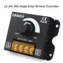 RGBZONE 12V-24V DC 30A LED PWM Dimmer Controller ON/Off Switch with Metal Shell for Single Color LED Strip Lights Ribbon
