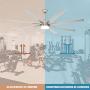 72 Inch Damp Rated Industrial DC Motor Ceiling Fan with LED Light, ETL Listed Indoor Ceiling Fans for Kitchen Bedroom Living Room Basement, 6-Speed Remote Control
