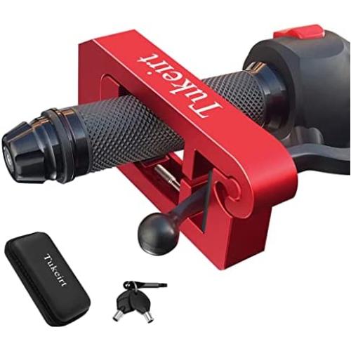 Tukeirt Motorcycle Lock - Adjustable Anti Theft for Motorcycles Mopeds Motorbikes Scooters ATVs Dirt Bike Street Bike Braking The Front Wheel Use on Grip Brake Handlebar(red)