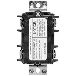 Leviton MS303-DSS 30 Amp, 600 Volt, Three-Pole, 3 Phase AC Motor Starter, Suitable as Motor Disconnect, Short Toggle, Industrial Grade, Non-Grounding, Black